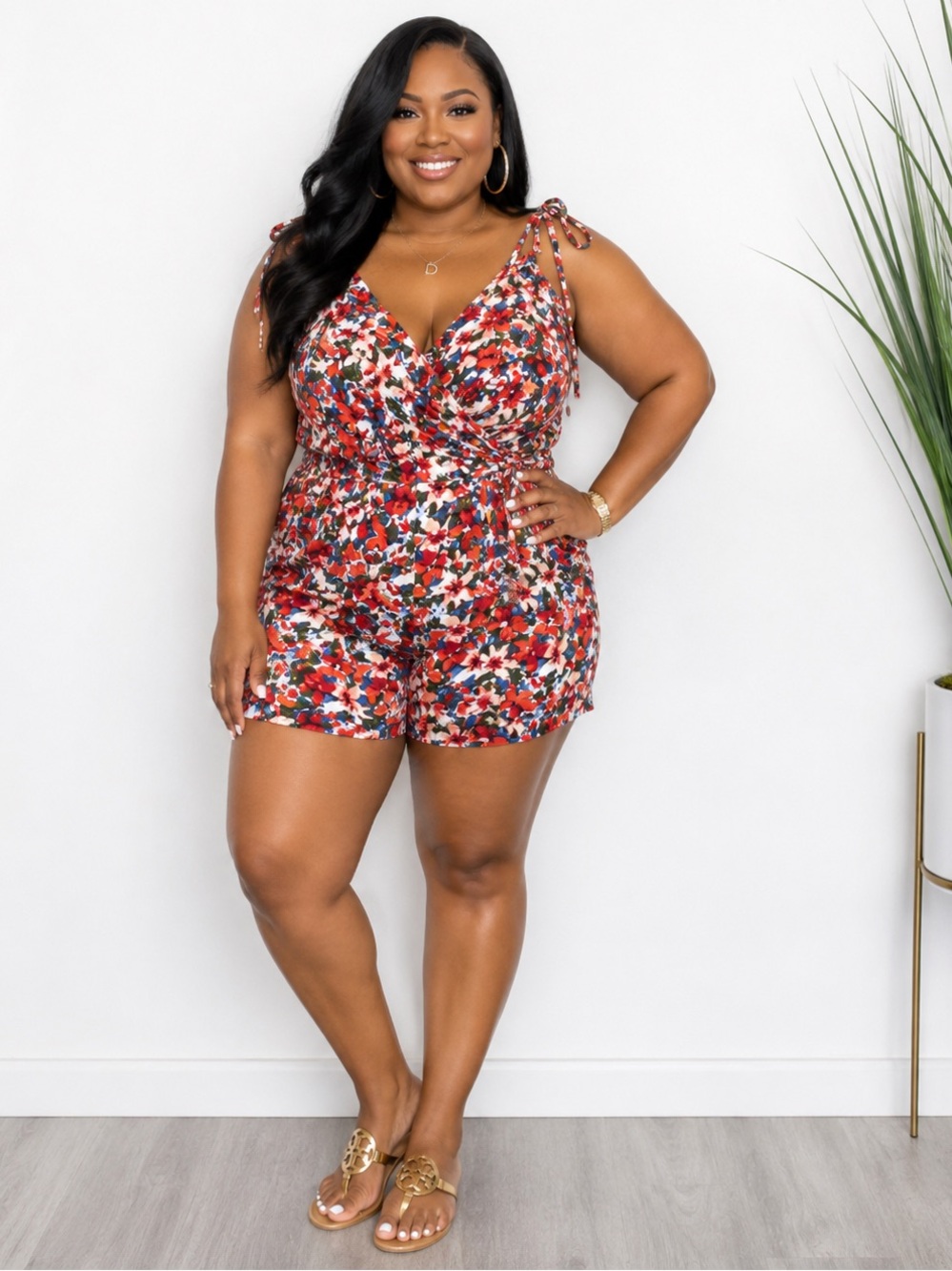 Floral Sleeveless Summer Romper With Adjustable Straps